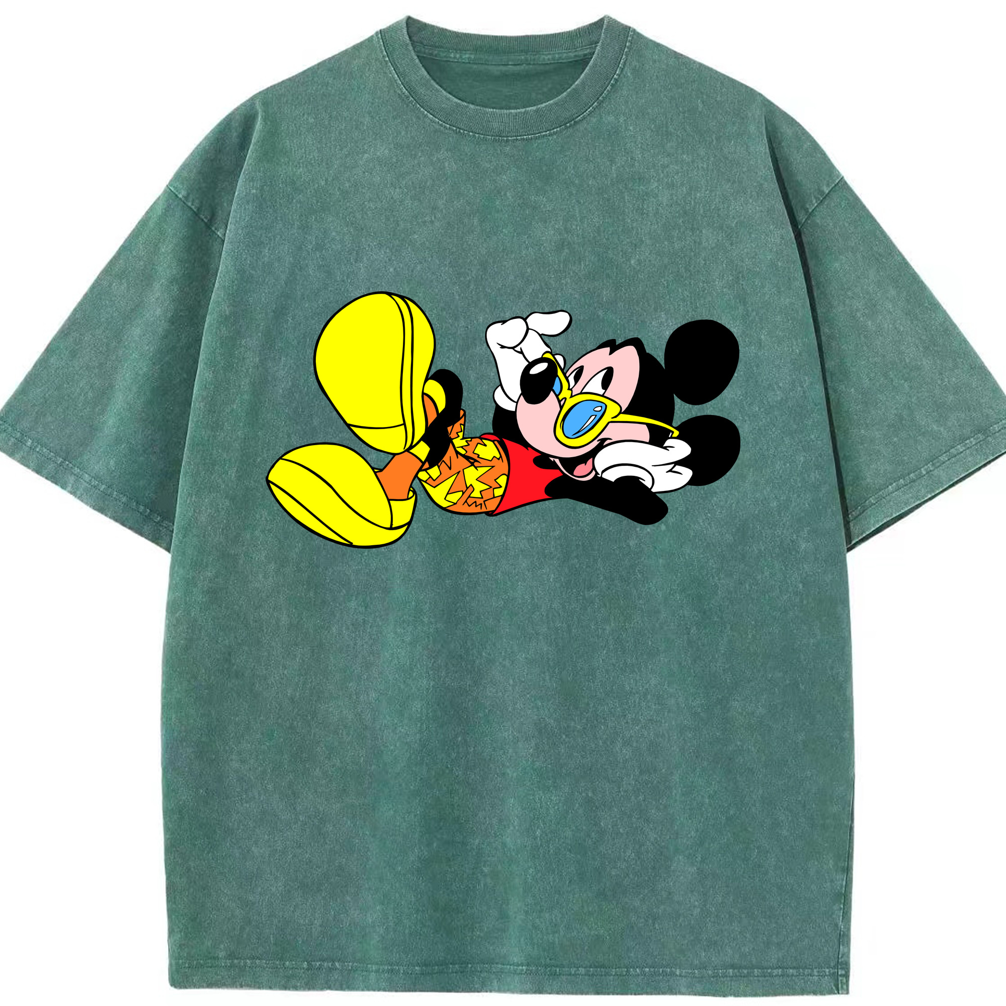 （画像用） ミッキーマウス Mickey Mouse 綿100% ヴィンテージ風 半袖Tシャツ（フロントプリント）
